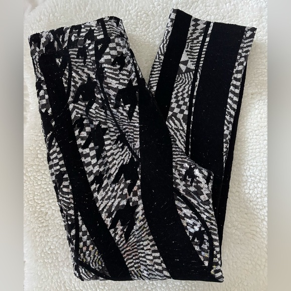 Halpern Tapered Sequin Trousers Black Silver Disco Party Nightclub Sz 28 - Picture 16 of 16